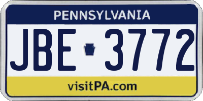 PA license plate JBE3772