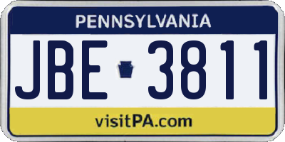 PA license plate JBE3811