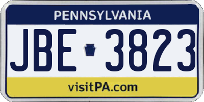 PA license plate JBE3823