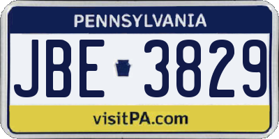 PA license plate JBE3829