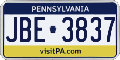 PA license plate JBE3837