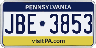PA license plate JBE3853