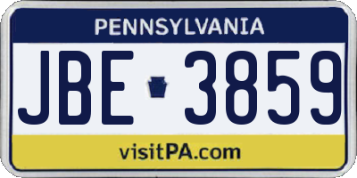 PA license plate JBE3859