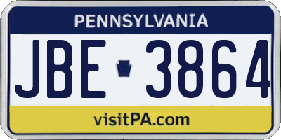 PA license plate JBE3864