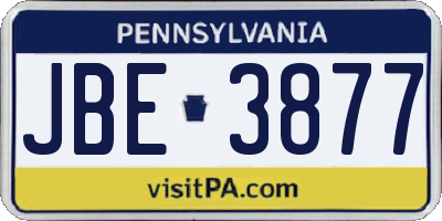 PA license plate JBE3877