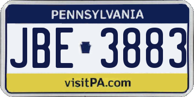 PA license plate JBE3883