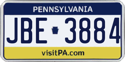 PA license plate JBE3884