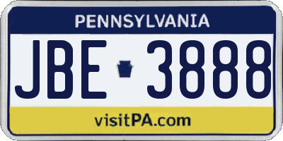 PA license plate JBE3888