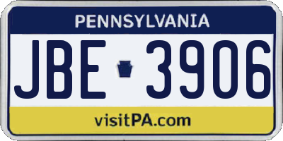 PA license plate JBE3906
