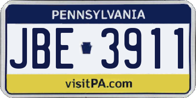 PA license plate JBE3911