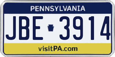 PA license plate JBE3914