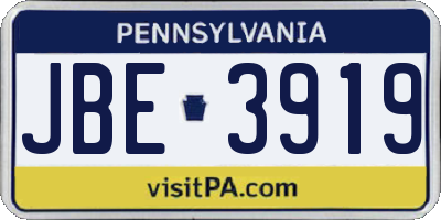 PA license plate JBE3919