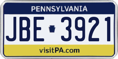 PA license plate JBE3921