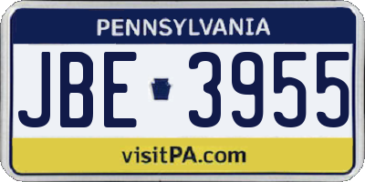 PA license plate JBE3955