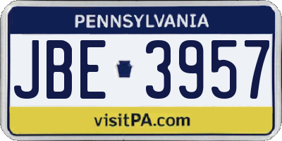 PA license plate JBE3957