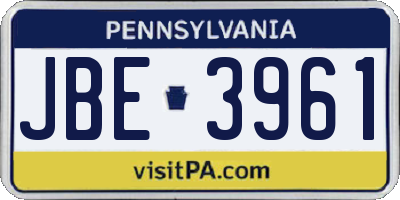 PA license plate JBE3961