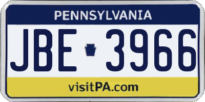 PA license plate JBE3966