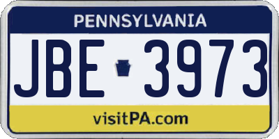 PA license plate JBE3973