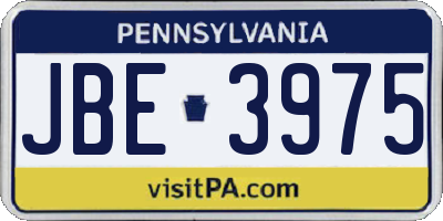 PA license plate JBE3975