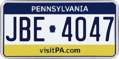 PA license plate JBE4047
