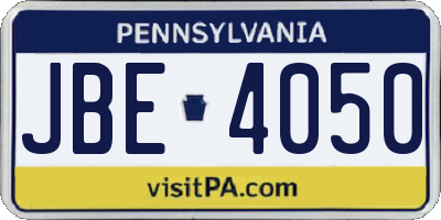 PA license plate JBE4050