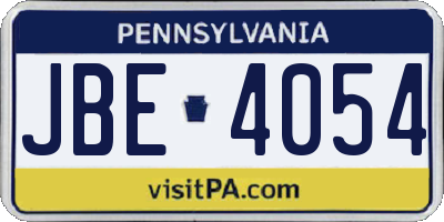 PA license plate JBE4054