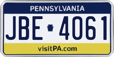 PA license plate JBE4061