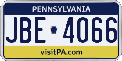 PA license plate JBE4066