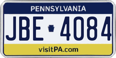 PA license plate JBE4084
