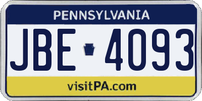 PA license plate JBE4093