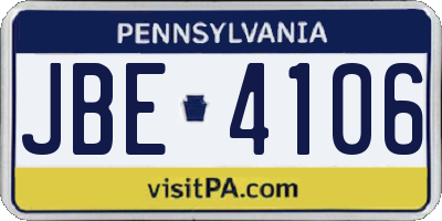 PA license plate JBE4106