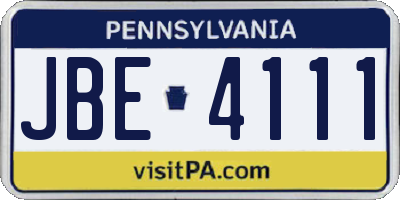 PA license plate JBE4111