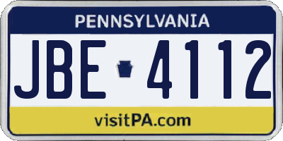 PA license plate JBE4112