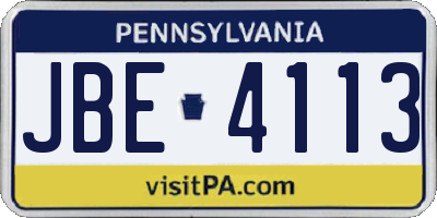 PA license plate JBE4113