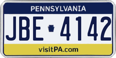 PA license plate JBE4142
