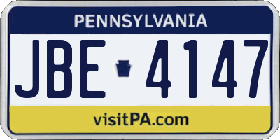 PA license plate JBE4147