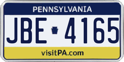 PA license plate JBE4165