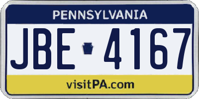 PA license plate JBE4167