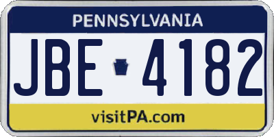 PA license plate JBE4182