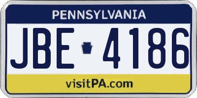 PA license plate JBE4186