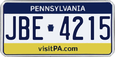 PA license plate JBE4215