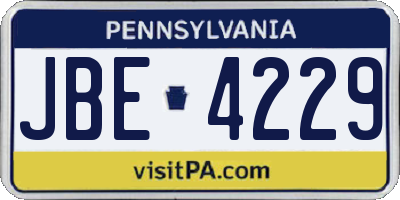 PA license plate JBE4229