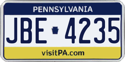 PA license plate JBE4235