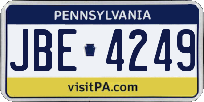PA license plate JBE4249