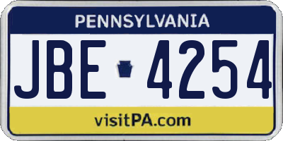 PA license plate JBE4254