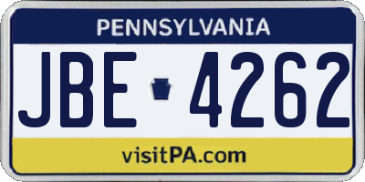 PA license plate JBE4262