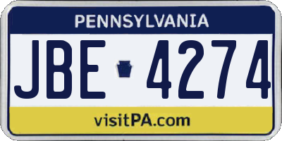 PA license plate JBE4274