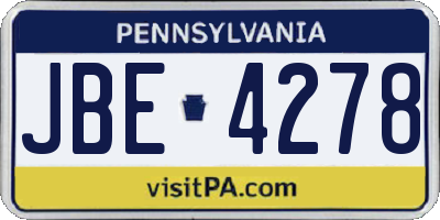 PA license plate JBE4278