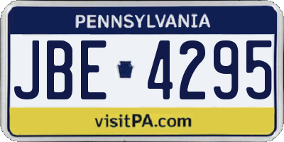 PA license plate JBE4295