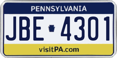 PA license plate JBE4301
